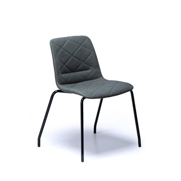 Unica 4 leg chair, fully upholstered, diamond quilted upholstery detail