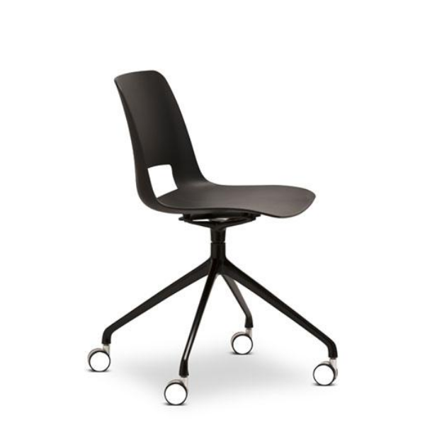 Unica swivel chair, 4 way base, PP shell, Night Black Colour