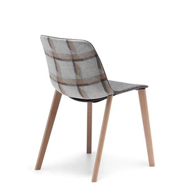 Unica timber leg chair, fully upholstered, duo upholstery, Oak Satin Leg finish