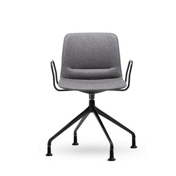 Unica swivel chair, 4 way base, fully upholstered, on glides, with arms