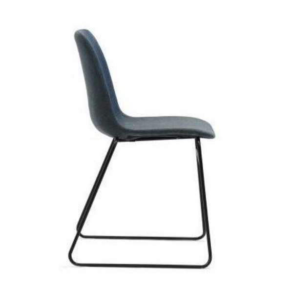 Unica sled base chair, fully upholstered, duo upholstery detail
