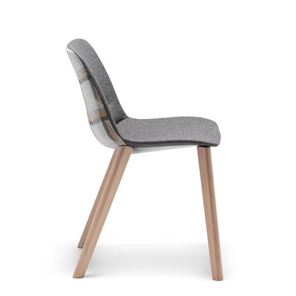 Unica timber leg chair, fully upholstered, duo upholstery, Oak Satin Leg finish