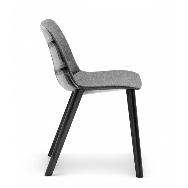 Unica timber leg chair, fully upholstered, duo upholstery, Black Satin leg finish
