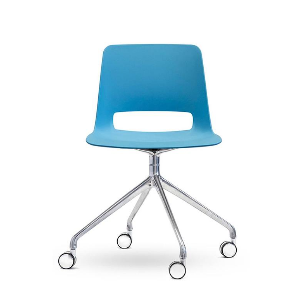 Unica swivel chair, 4 way base, PP shell, Sky Blue Colour