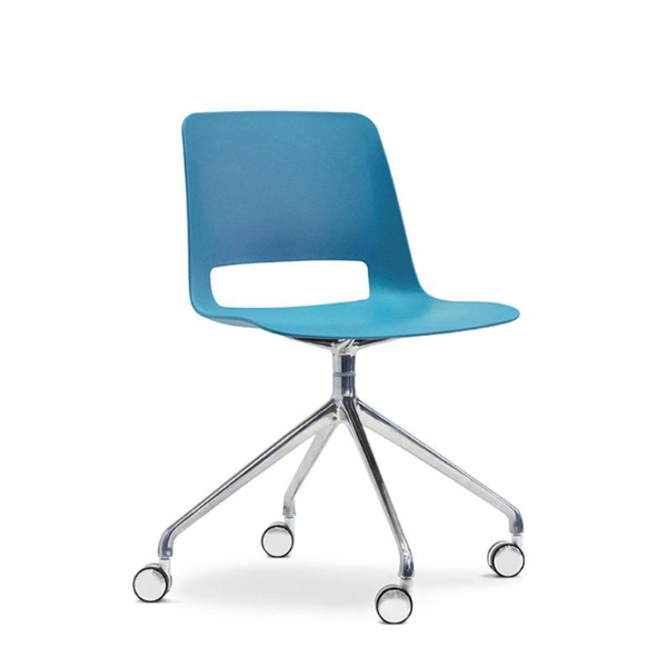 Unica swivel chair, 4 way base, PP shell, Sky Blue Colour