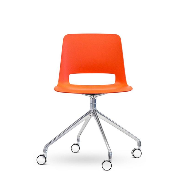 Unica swivel chair, 4 way base, PP shell, Blood Orange Colour