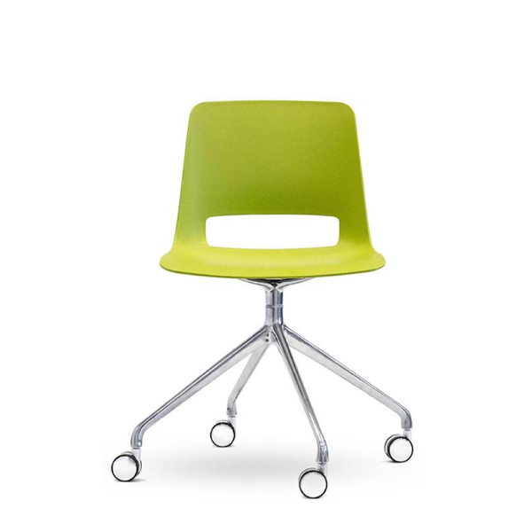 Unica swivel chair, 4 way base, PP shell, Moss Green Colour