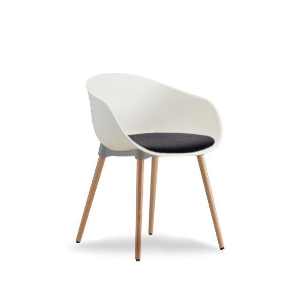 Ayla upholstered seat pad, timber legs, Cream shell colour