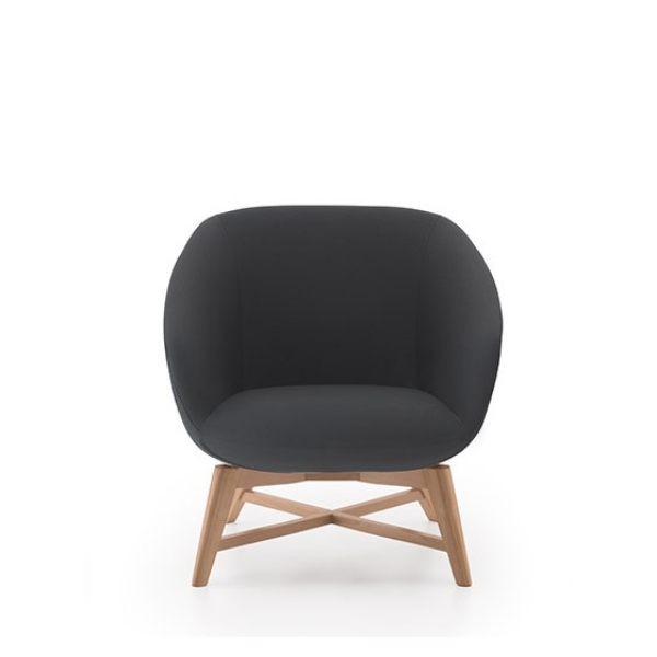 Delphi Lounge Chair, Timber Cross Base, Oak Stain