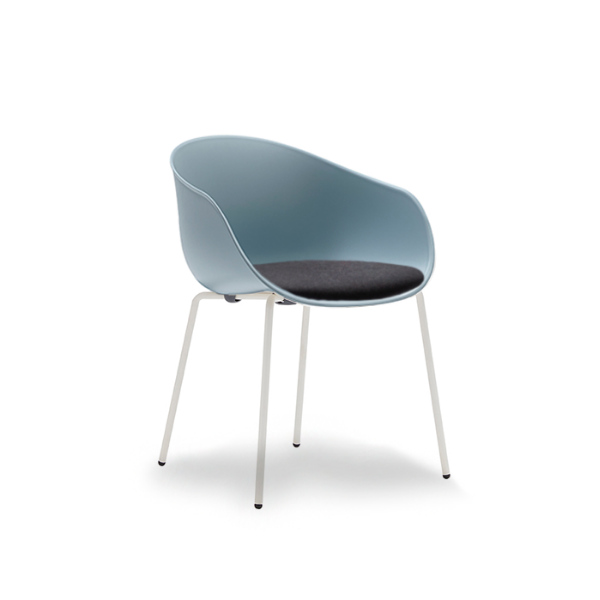 Ayla upholstered seat pad, White 4 legs, Sky Blue shell colour
