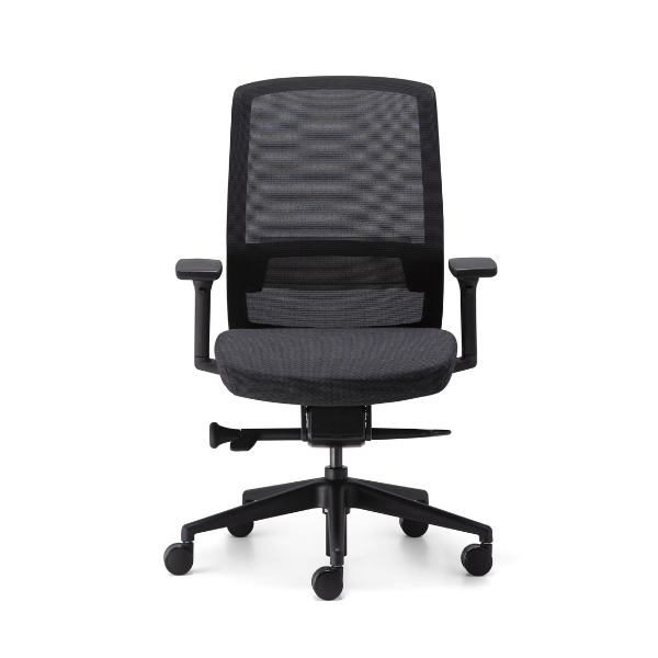 Advanta Aveya Black Task Chair, Multi Directional Adjustable Arms, "Boost" Adjustable Lumbar