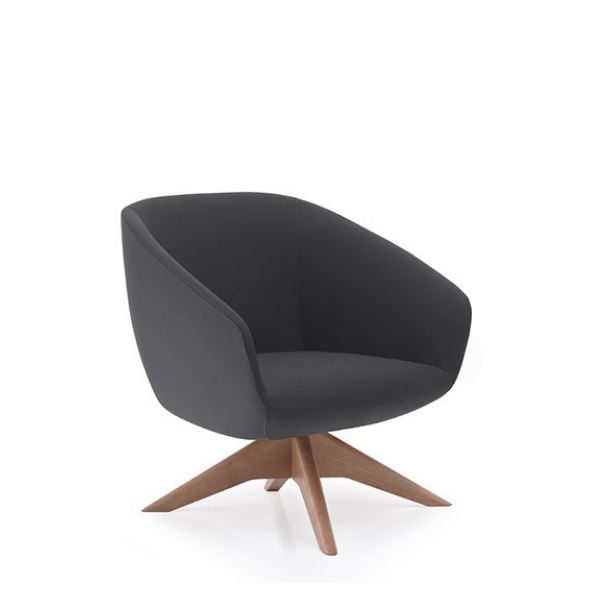 Delphi Lounge Chair, Timber Swivel Base, Oak Stain