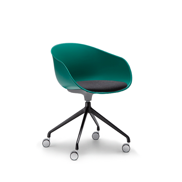 Ayla upholstered seat pad, Black swivel base, Emerald shell colour