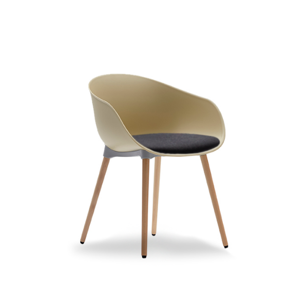 Ayla upholstered seat pad, timber legs, Coffee shell colour